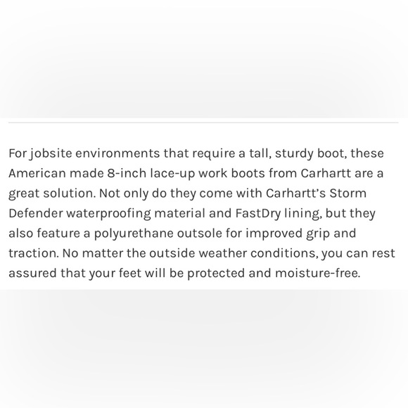 Carhartt Men’s Leather Waterproof Steel Toe Boots Size 8 - Picture 5 of 5